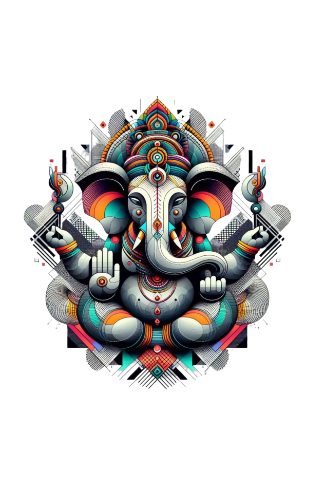 Abstract Ganesha Art T-Shirt – Vibrant Modern Hindu Deity Design