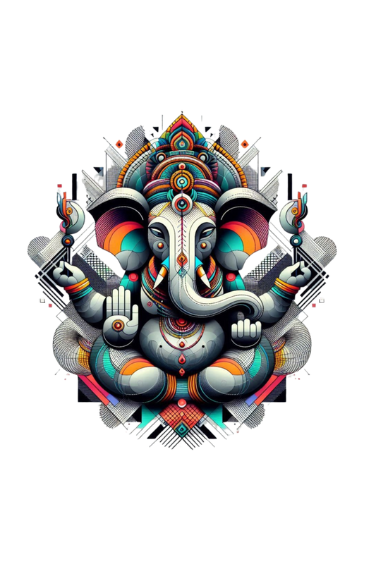 Abstract Ganesha Art T-Shirt – Vibrant Modern Hindu Deity Design