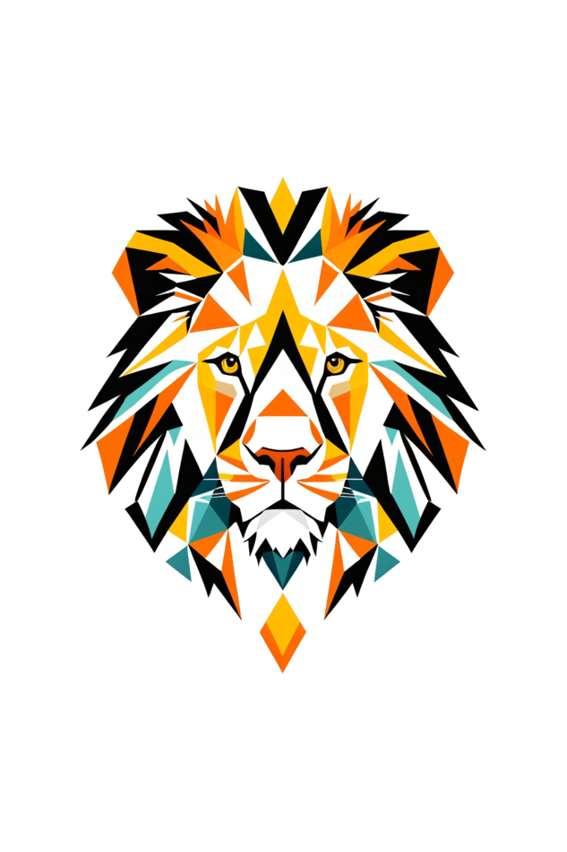 Peppy Thread Abstract Lion Face T-Shirt - Casual Wear, Round Neck, Short Sleeve