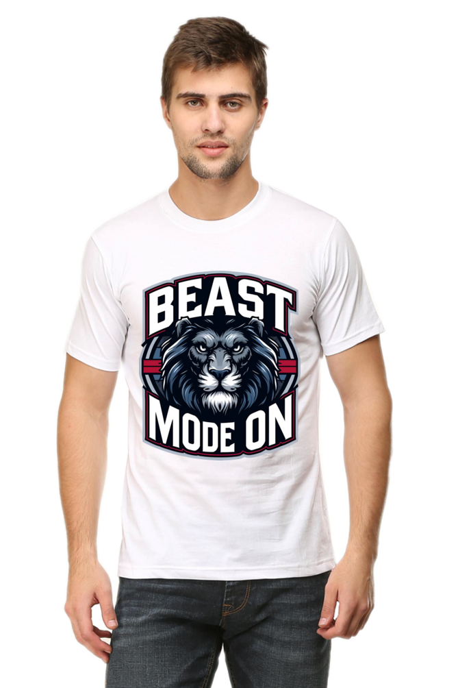 Beast Mode On T-Shirt - Gym Wear, Round Neck, Short Sleeve
