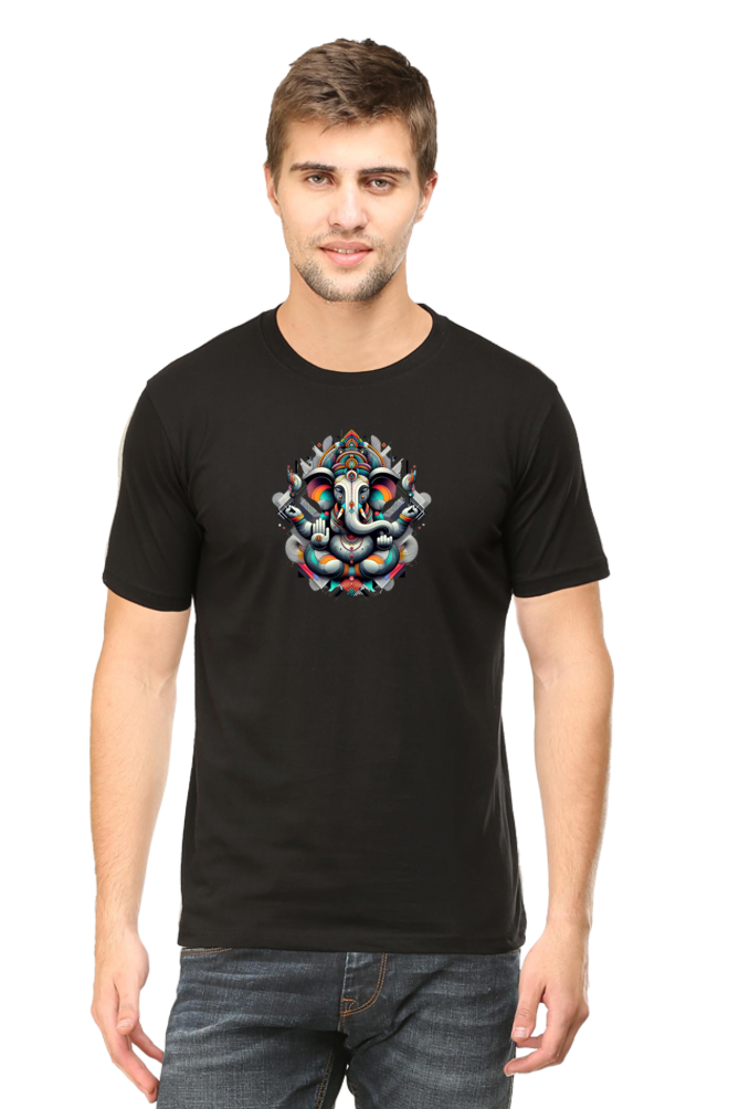 Abstract Ganesha Art T-Shirt – Vibrant Modern Hindu Deity Design