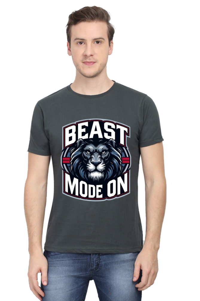 Beast Mode On T-Shirt - Gym Wear, Round Neck, Short Sleeve